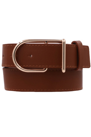 Metal Asymmetrical D Buckle Faux Leather Belt