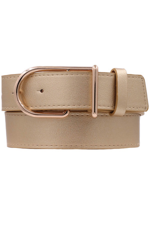 Metal Asymmetrical D Buckle Faux Leather Belt