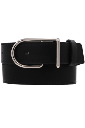 Metal Asymmetrical D Buckle Faux Leather Belt