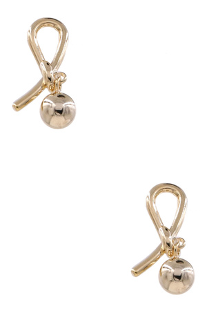 Brass Knot Ball Charm Drop Earrings