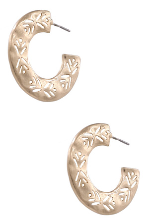 Metal Floral Cut Out Hoop Earrings