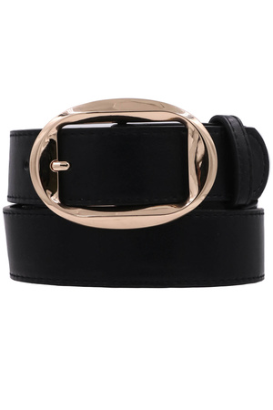 Faux/Leather Angled Oval Buckle Belt