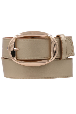 Faux/Leather Angled Oval Buckle Belt