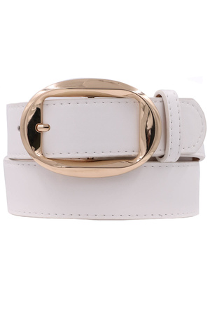 Faux/Leather Angled Oval Buckle Belt