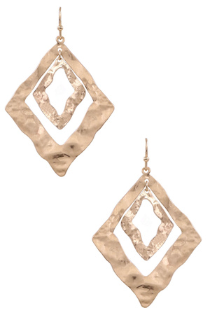 Metal Layered Rhombus Dangle Earrings
