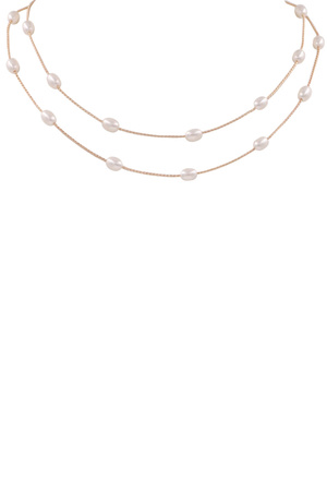 Metal Layered Cream Pearl Necklace