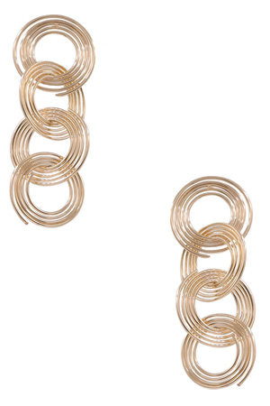 Metal Wire Spiral Linked Dangle Post Earrings