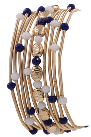 Metal Coil Multi Strand Bead Stretch Bracelet