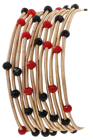 Metal Coil Multi Strand Bead Stretch Bracelet