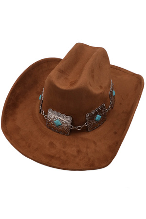 Metal Filigree Rectangle Concho Banded Cowboy Hat