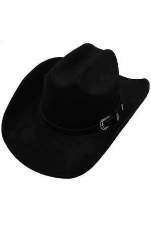 Faux Suede Western Buckle Embellished Cowboy Hat