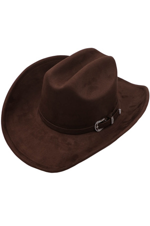 Faux Suede Western Buckle Embellished Cowboy Hat