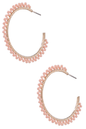 Seed Bead Open Hoop Earrings