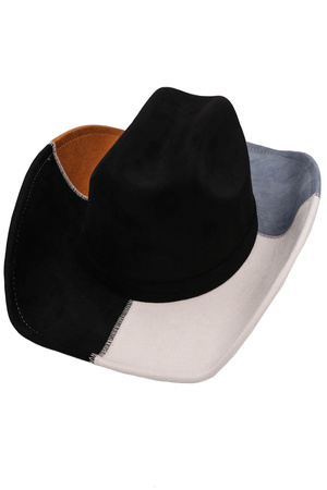 Faux Suede Color Block Cowboy Hat