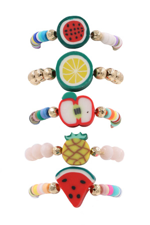 Rubber Fruit Bead Elastic Ring Set