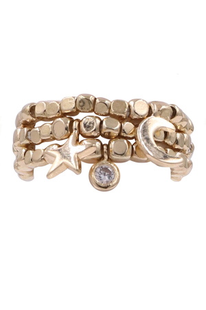 Brass Metal Cubic Zirconia Stretch Ring