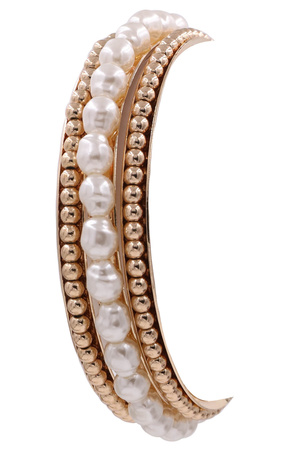 Cream Pearl Metal Bangle Bracelet Set