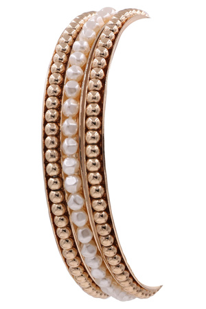 Cream Pearl Metal Bangle Bracelet Set
