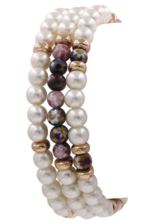 Cream Pearl Stretch Bracelet Set