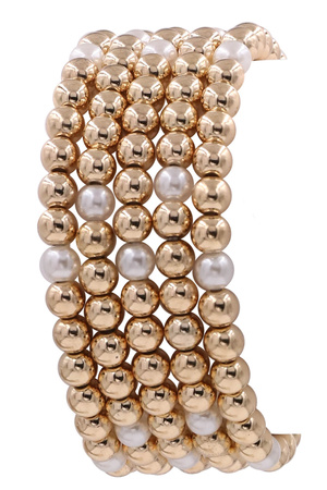 Layered Multi Pearl Stretch Bracelet Set