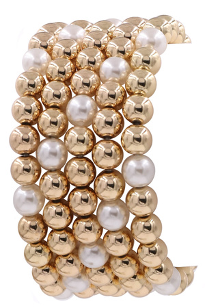 Layered Multi Pearl Stretch Bracelet Set
