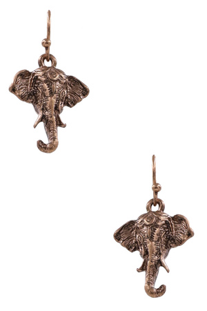 Metal Elephant Charm Drop Earrings