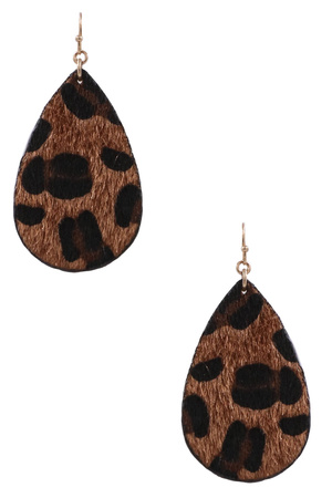 Faux Fur Leopard Teardrop Earrings