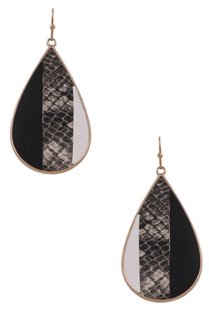 Faux Leather Teardrop Dangle Earrings