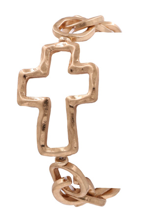 Metal Cross Chain Linked Stretch Bracelet