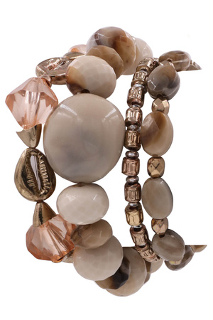 Acrylic Bead Metal Shell Bracelet Set