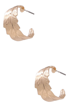 Metal Leaf Hoop Earrings