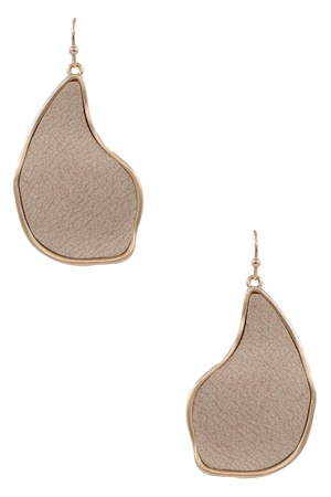 Metal Faux Leather Teardrop Dangle Earrings