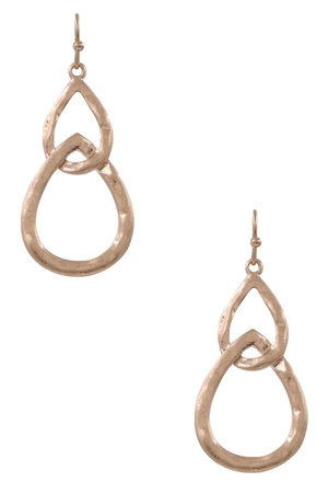 Metal Duo Teardrop Linked Dangle Earrings