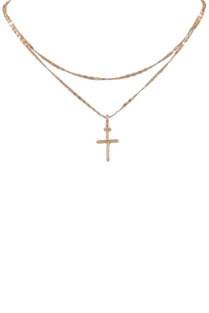 Metal Layered Cross Pendant Necklace