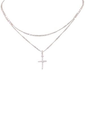 Metal Layered Cross Pendant Necklace