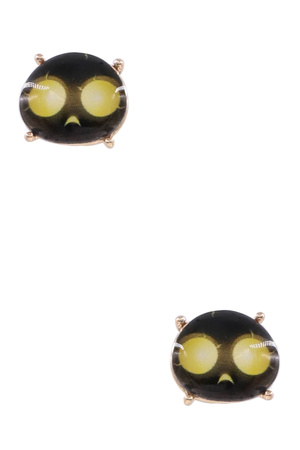 Enamel Owl Mask Earrings