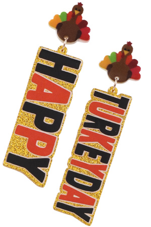 'Happy Turkey Day' Thanksgiving Earrings