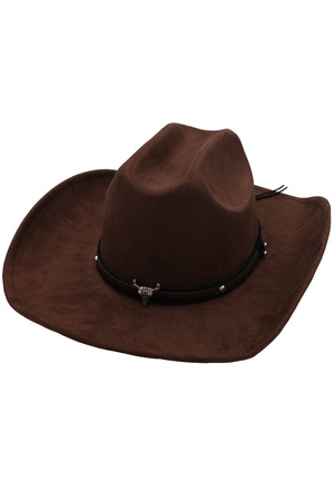 Long Horn Contrast Braid Banded Cowboy Hat