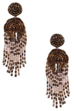 Seed Bead Tassel Drop Earrings