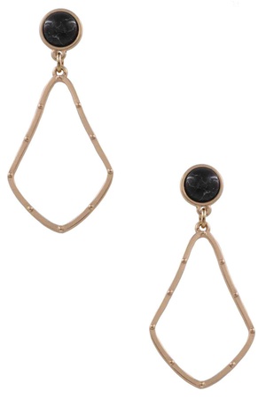 Metal Teardrop Stone Drop  Earrings