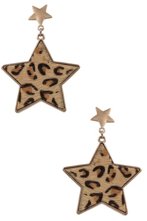 Metal Faux Fur Star Drop Earrings