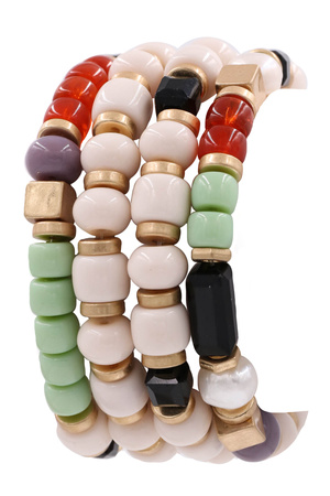 Assorted Stone Bead Stretch Bracelet Set