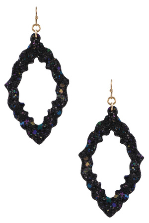 Glitter Open Diamond Fabric Drop Earrings