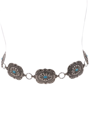 Metal Stone Accent Floral Concho Belt