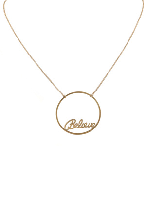 Brass Metal Forever Believe  Pendant Necklace