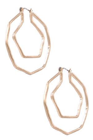 Metal Cut Out Octagon Hoop Earrings