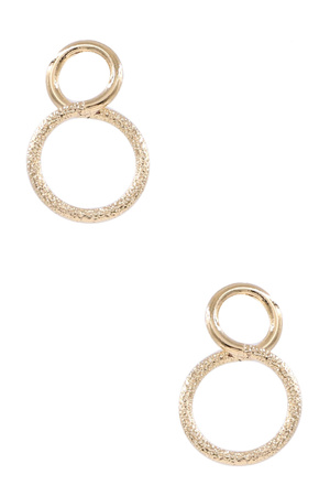 Brass Metal Textured Circle Gold Dipped Earrings