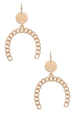 Metal Crescent Chain Linked Drop Earrings