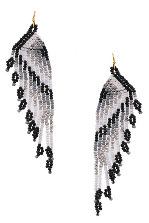 Metal Seed Bead Tassel  Wing Dangle Earrings