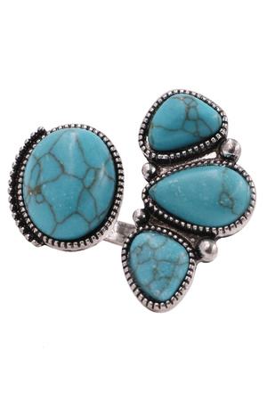 Metal Western Stone Cuff Ring